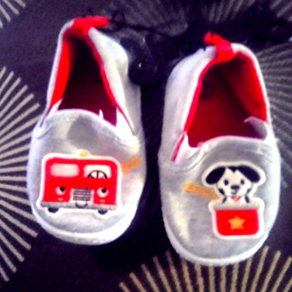 infant boy firetruck slip on